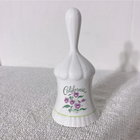 Vintage  California Violets Ceramic Souvenir Bell - Picture 1 of 10